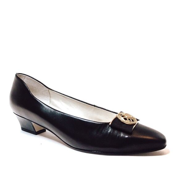 Vintage Calico Leather Black Shoes Size 5 - Picture 1 of 12